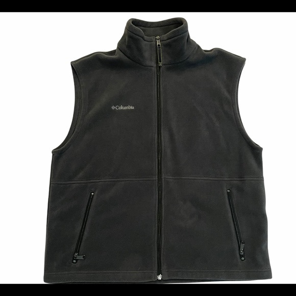 COLUMBIA Men’s Dark Green Fleece Sleeveless Vest - Picture 1 of 8